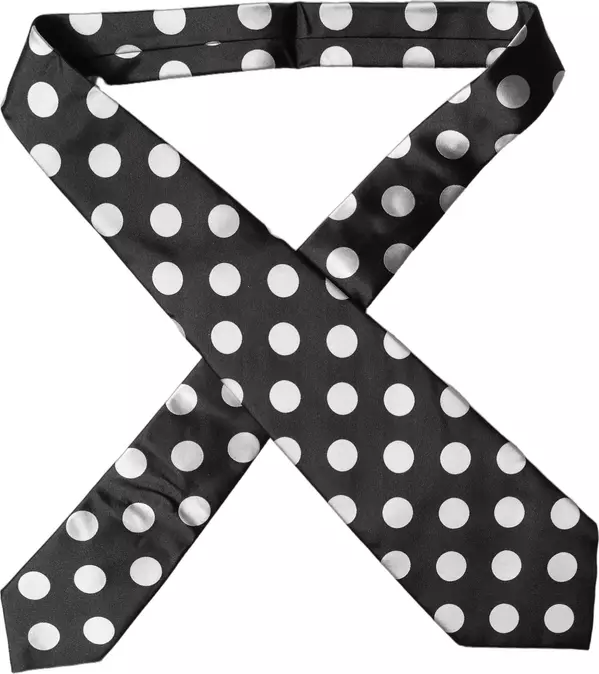 Black White Polka Dot Silk Adjustable Women Necktie Tie