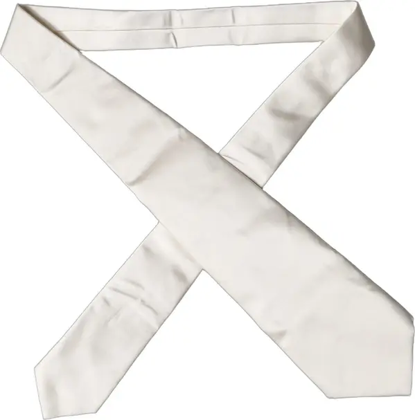 Off White Solid Silk Adjustable Women Tied Necktie Tie