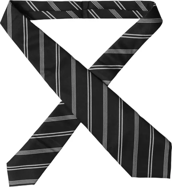 Black White Stripes Silk Adjustable Women Necktie Tie