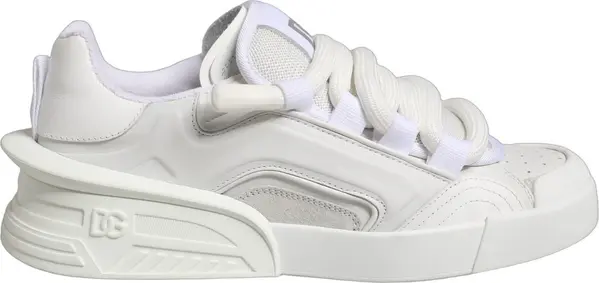 White Calfskin Leather Low Top Sneakers Shoes
