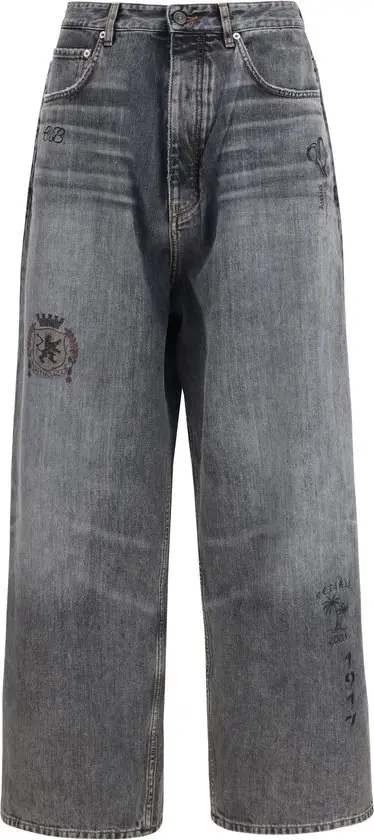Gray Cotton Relaxed Fit Jeans