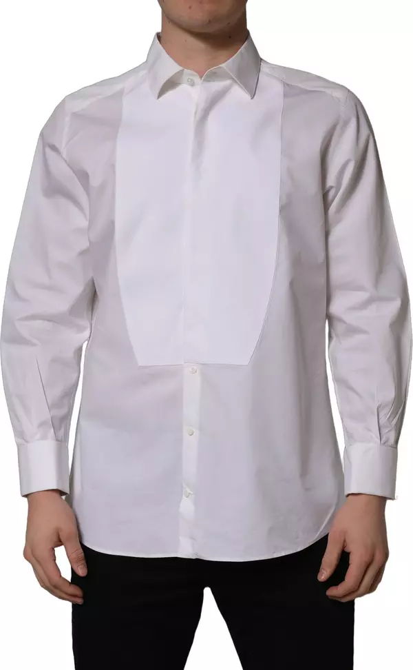 White Bib Cotton Poplin Dress Formal Shirt