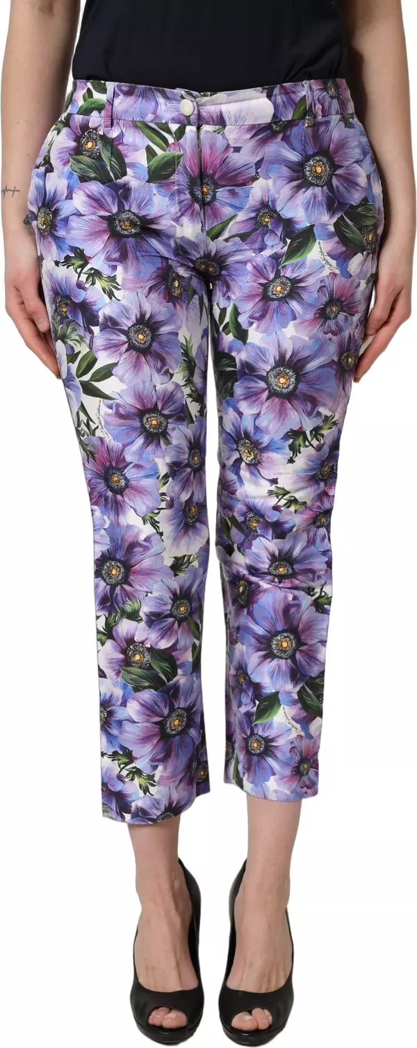 Multicolor Floral Print CroppedTrouser Pants