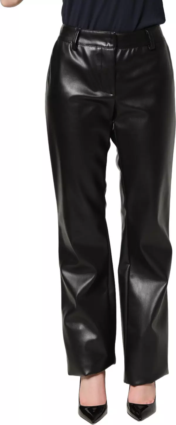 Black PU Leather High Waisted Trouser Pants
