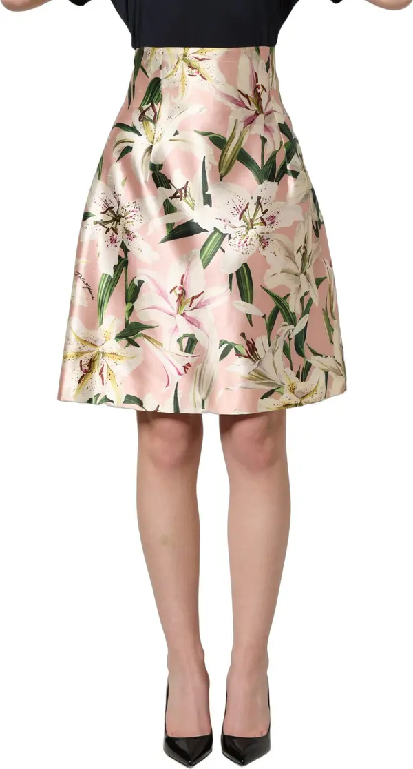 Pink Lilium High Waist Knee Length Skirt