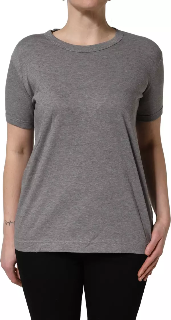 Grey Cotton Short Sleeves Crew Neck T-shirt
