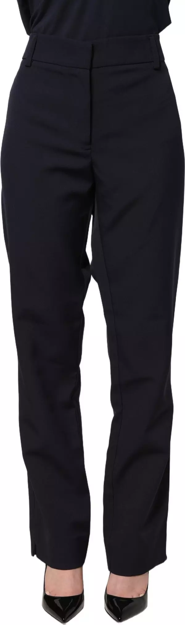 Dark Blue High Waist Straight Dress Formal Trouser Pants