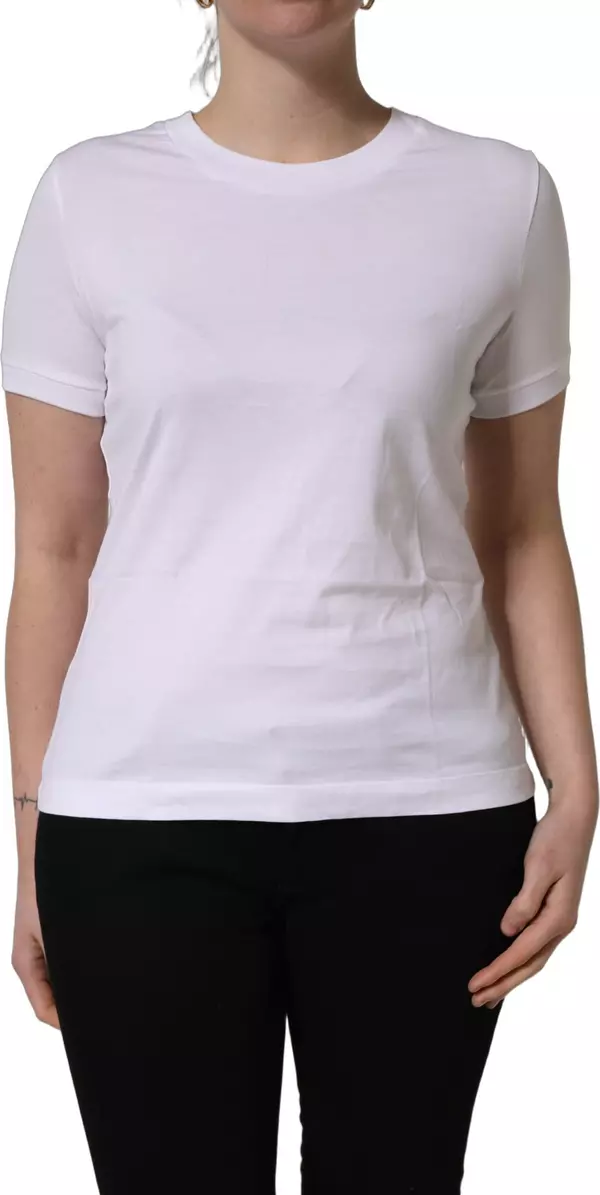 White Cotton Round Neck Short Sleeves T-Shirt
