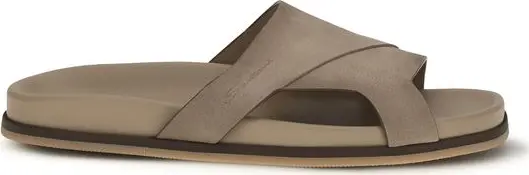 Beige Calf Leather Bos Taurus Flat Sandals
