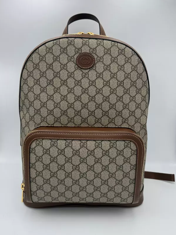 GUCCI GG Supreme and Leather Backpack