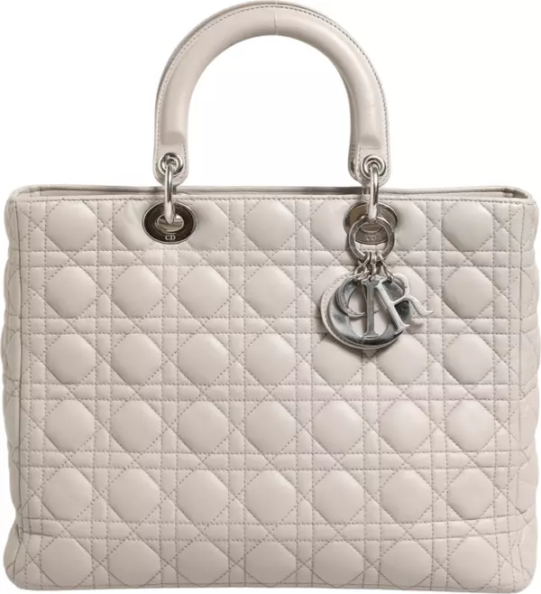Lady Dior Large Grey Cannage Lambskin Bag