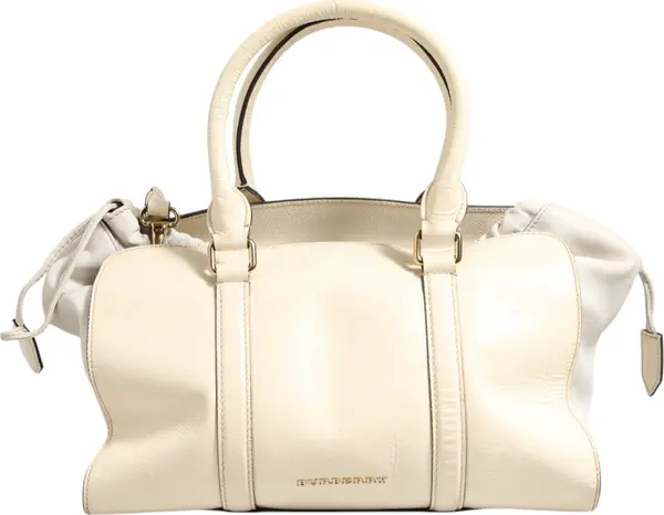 Chalk White Large Leather Tote Bag