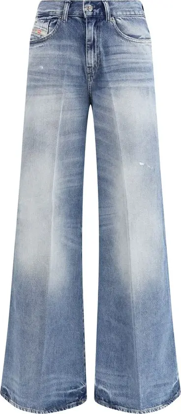 Blue Cotton Bootcut Jeans