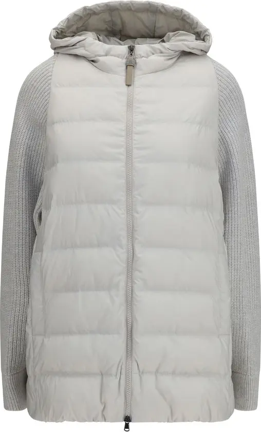Gray Polyester Full-Length Jacket