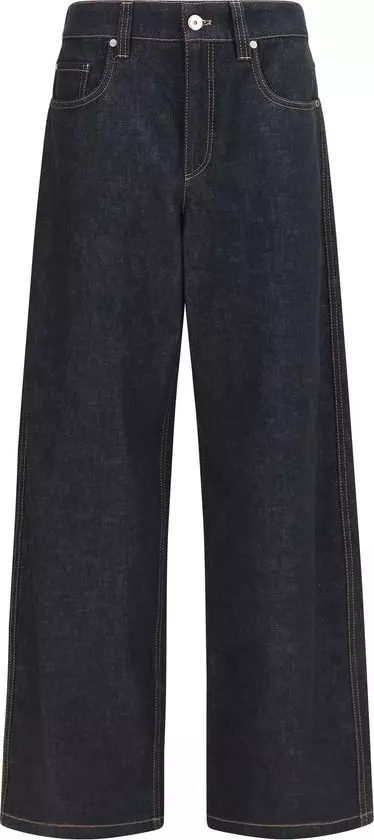 Blue Cotton Straight-Leg Jeans