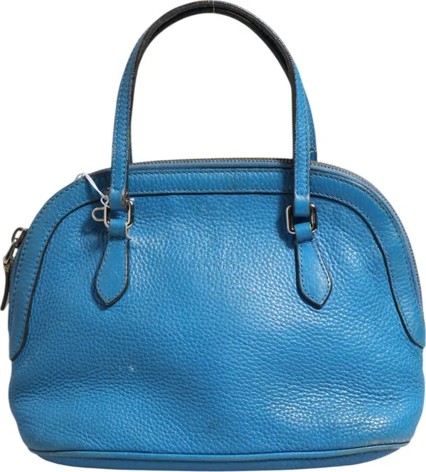 Blue Leather Dome Handbag