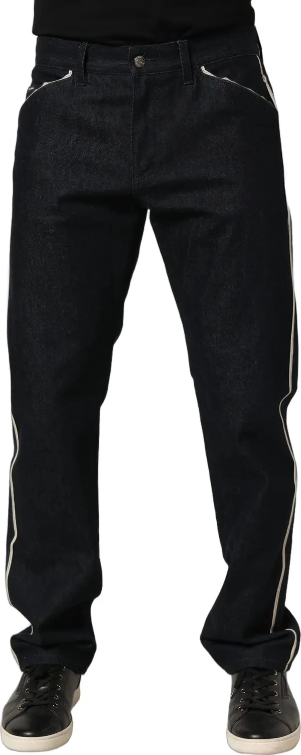 Black Cotton Mid Waist Classic Men Denim Jeans