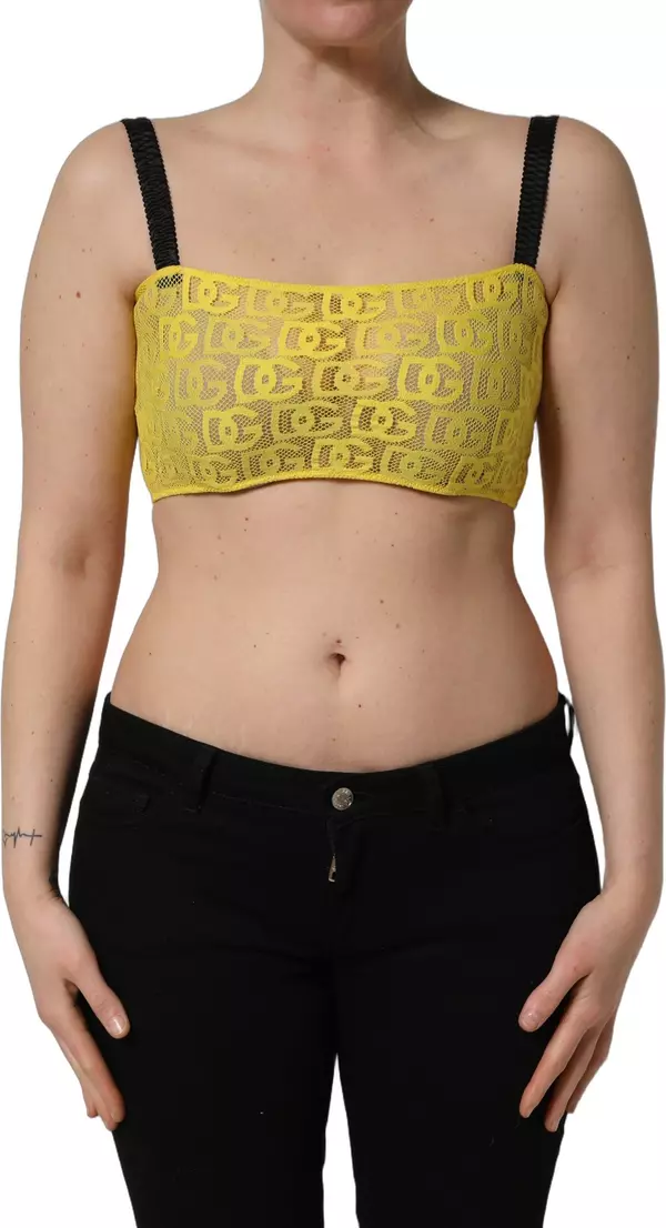 Yellow Black Leopard Faux Leather Bra Top