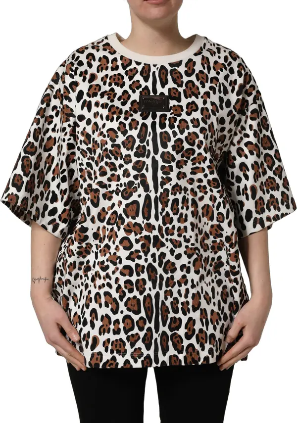 Multicolor Leopard Print Crew Neck T-shirt