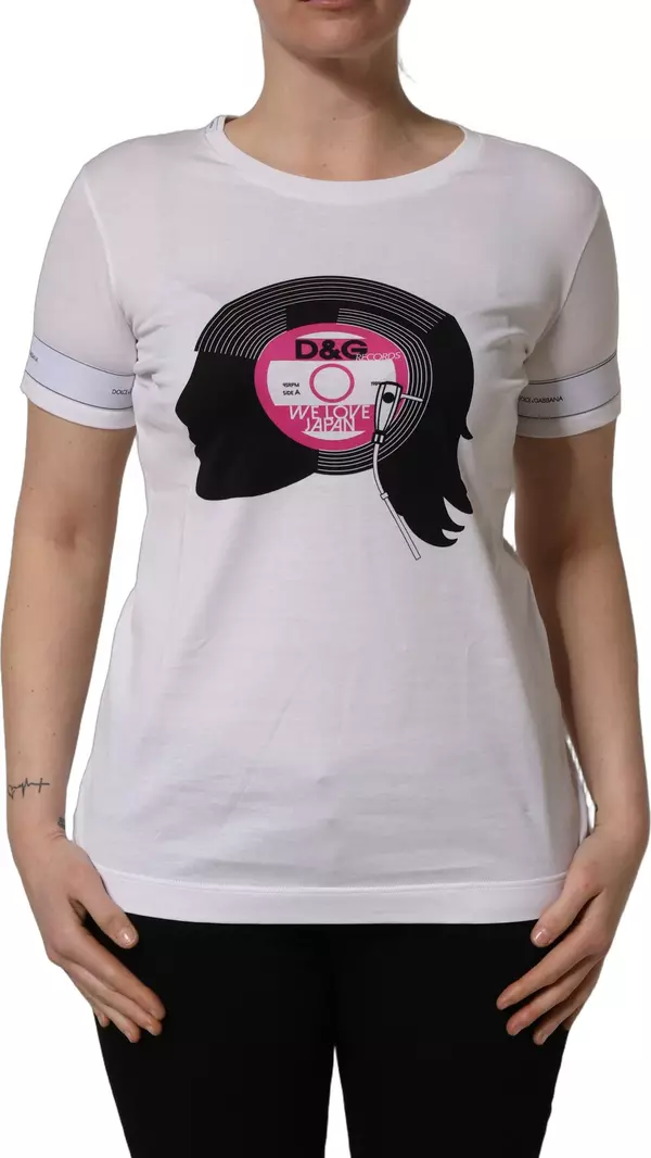 White D&G WE LOVE JAPAN Print Cotton T-shirt
