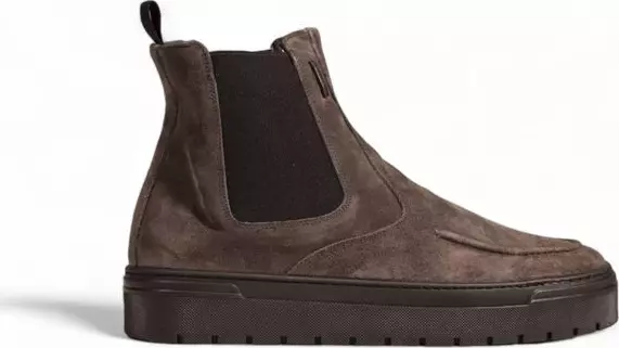 Gray Suede Leather Chelsea Boots