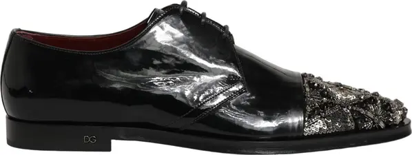 Black Embellished Men Derby Dress Formal Shoes
