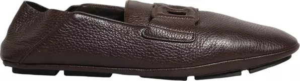 Brown Deerskin Leather Driver Loafers Shoes