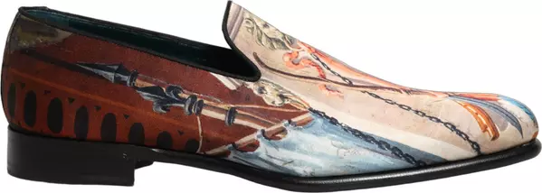 Multicolor Lion Print Slip On Loafers Shoes