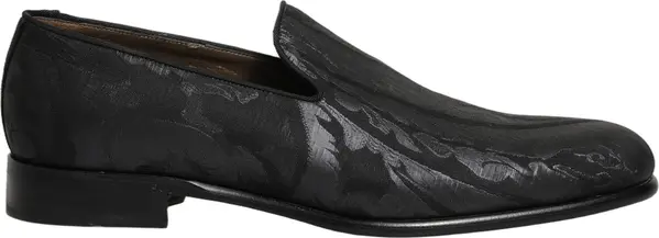 Black Brocade Men Slip On Dress Loafers Shoes