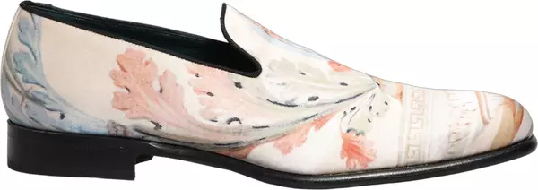 White Floral Vase Slip On Dress Loafers Shoes