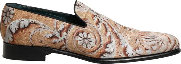 Gold Brocade Baroque Men Loafers Shoes