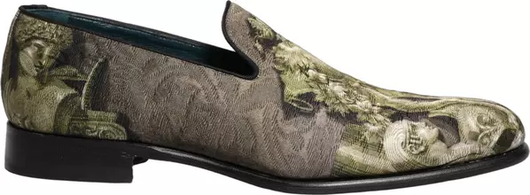 Brown Baroque Print Slip On Loafers Shoes