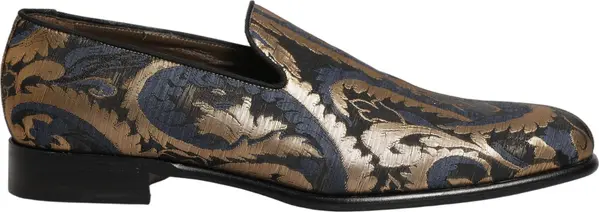 Blue Brocade Slip On Men Dress Loafers Shoes