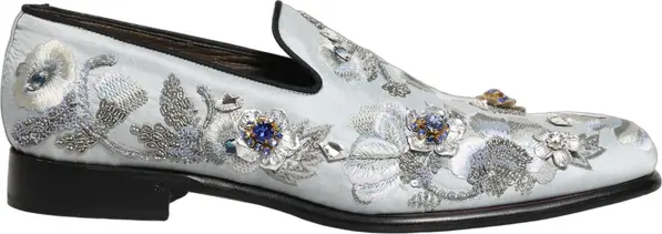 White Floral Embellished Men Loafers  Shoes
