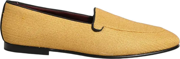 Yellow Woven Men Slip On Dress Loafers Shoes