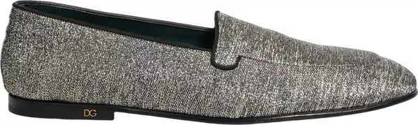 Gray Lurex Glitter Men Dress Loafers Shoes
