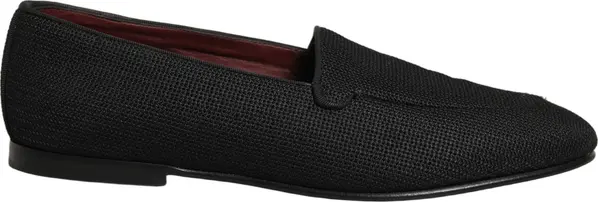 Black Woven Men Slip On Dress Loafers Shoes