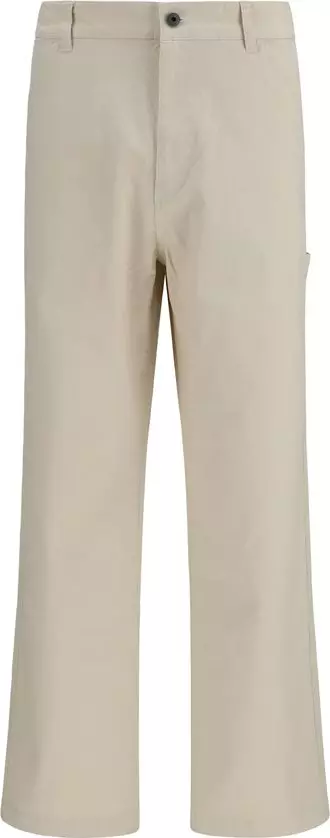 Beige Cotton Casual Pants