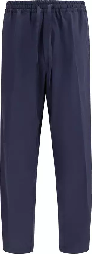Blue Cotton Casual Pants