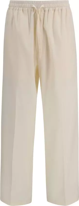 Beige Cotton Casual Pants