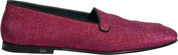 Pink Glitter Lurex Logo Dress Loafers Shoes