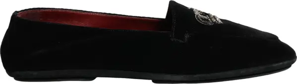 Black Crown Embellished Dress Loafers Shoes
