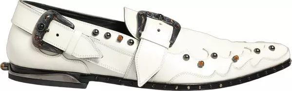 White Studded Formal Dress Monk Strap Shoes