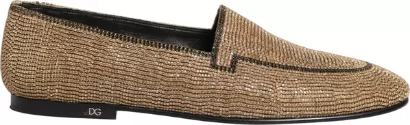 Gold Crystal Embellished Men Loafers Shoes