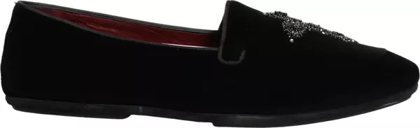 Black Suede Embellished Dress Loafers Shoes
