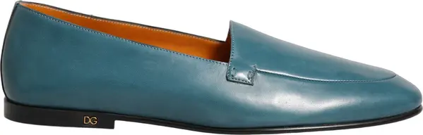 Blue Leather Logo Slip On Men Loafers Shoes