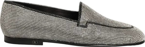 Silver Crystal Embellished Men Loafers Shoes