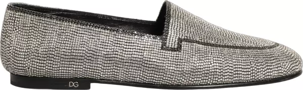 Silver Crystal Embellished Men Loafers Shoes