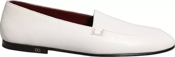 White Leather Logo Slip On Men Loafers Shoes