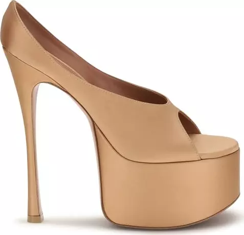 Beige Silk Platform Pumps